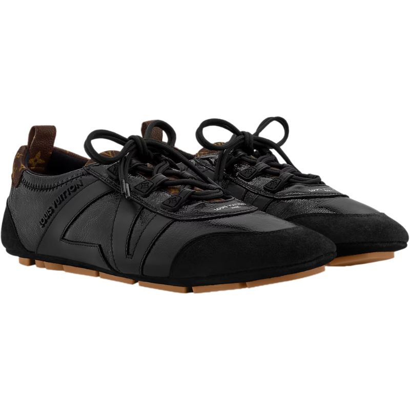 Louis Vuitton Sneakerina  Lace-Up Shoe in Black and Brown Monogram