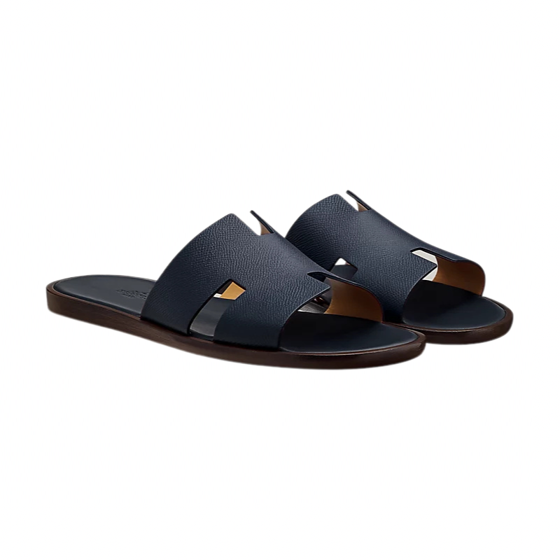 Hermes Izmir Sandal Marine Brown Epsom Leather