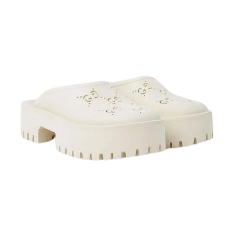 Gucci Perforated GG platform mules
